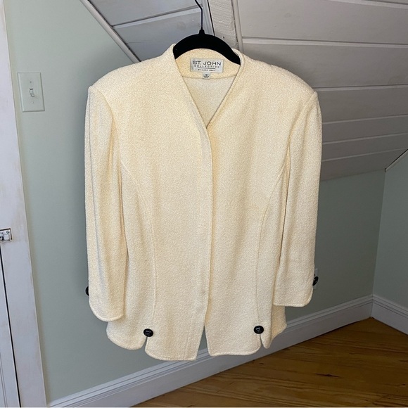 St. John Jackets & Blazers - St John Collection Knit Yellow 3/4 Sleeve Blazer Zipper Closure Size 12